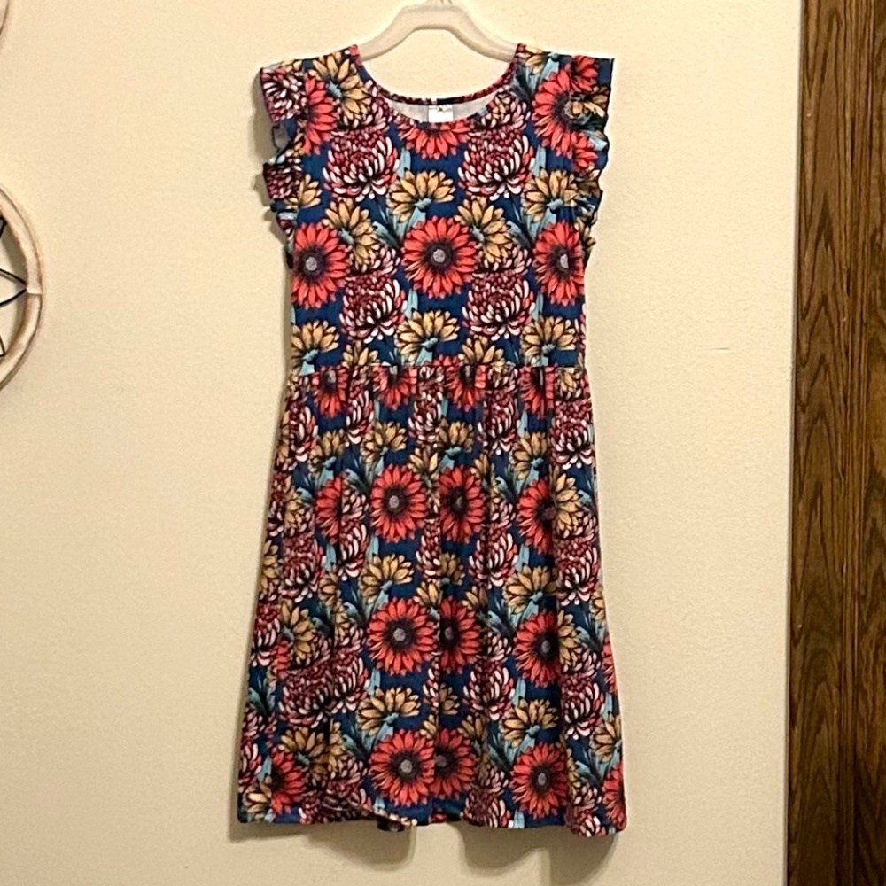 Beautiful Little Girls Floral Dress, Size 150 (US Size 12), EUC